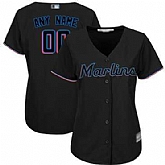 Women Customized Black Baseball Alternate Miami Marlins Cool Base Jersey,baseball caps,new era cap wholesale,wholesale hats